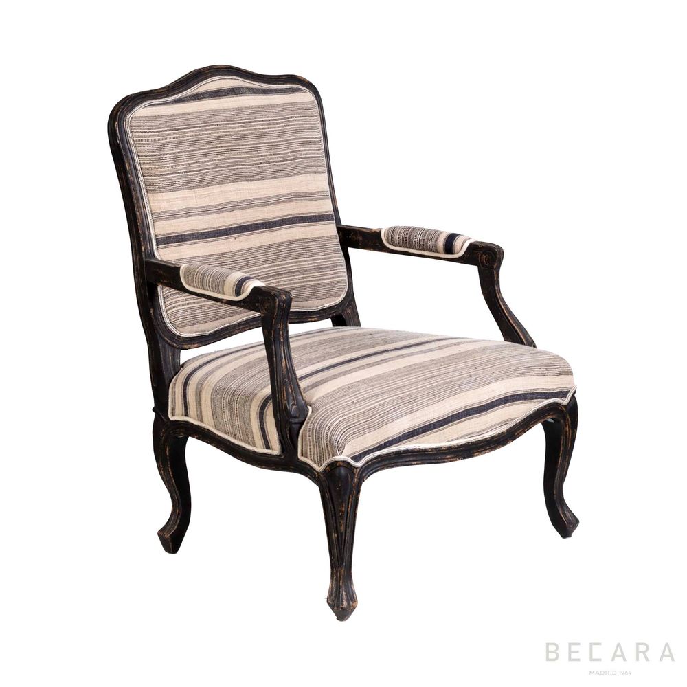 Fauteuils - FAUTEUIL RAYÉ LIN NOIR - BECARA