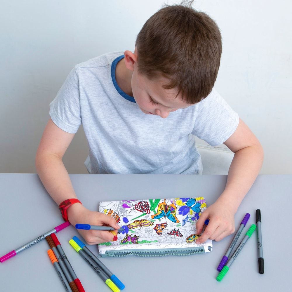 Stationery - colour and learn butterfly pencil case - EATSLEEPDOODLE