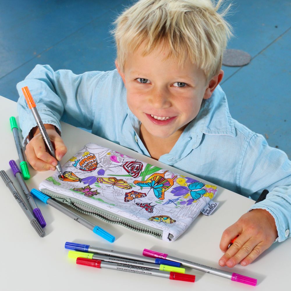 Stationery - colour and learn butterfly pencil case - EATSLEEPDOODLE