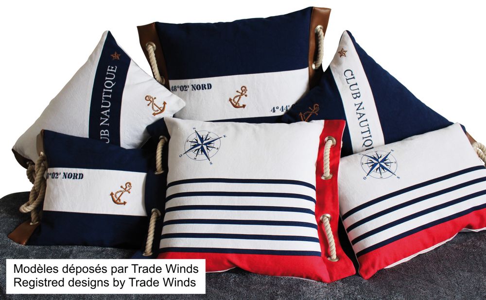 Horloges - Coussin, mug, tasse, baigneuse, lampe cordage, coupelle poisson, bateau, parapluie, pendentif perle... - ALIZES CREATIONS - TRADE WINDS