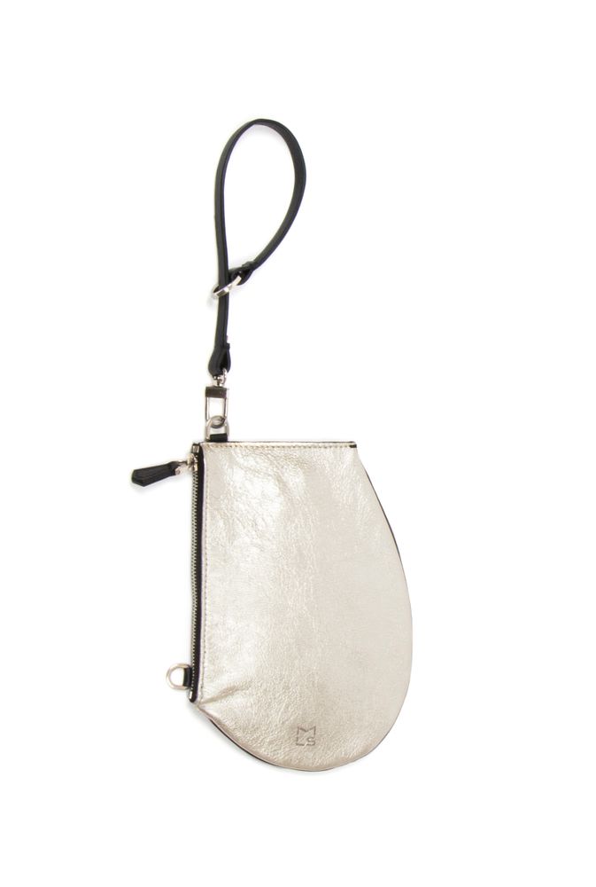 Pochettes - Zip Micro Metallic Silver - Pochette en cuir de haute qualité avec sangle amovible à glisser partout - MLS-MARIELAURENCESTEVIGNY
