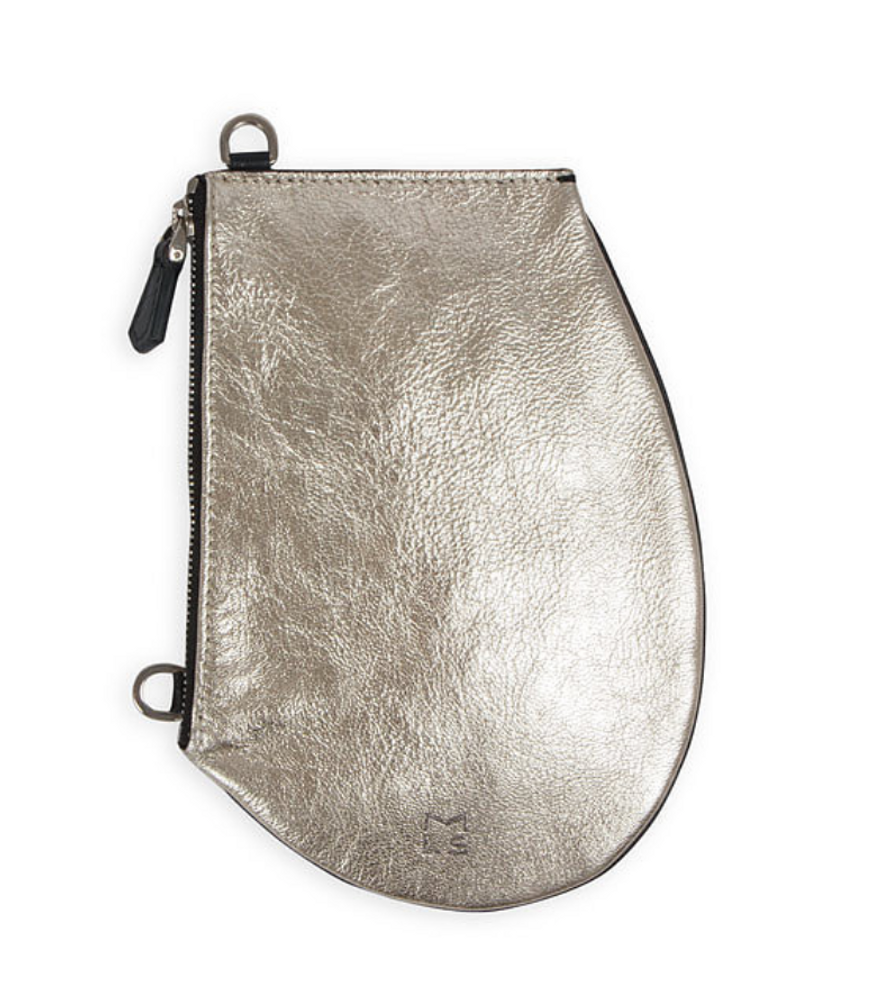 Pochettes - Zip Micro Metallic Silver - Pochette en cuir de haute qualité avec sangle amovible à glisser partout - MLS-MARIELAURENCESTEVIGNY