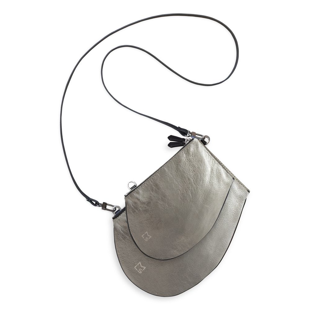 Pochettes - Zip Micro Metallic Silver - Pochette en cuir de haute qualité avec sangle amovible à glisser partout - MLS-MARIELAURENCESTEVIGNY