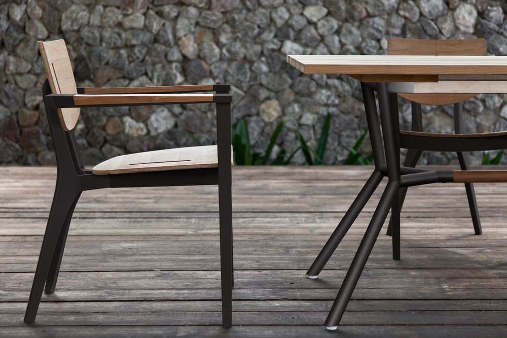 Lawn armchairs - Diuna Armchair Teak & Aluminium - OASIQ