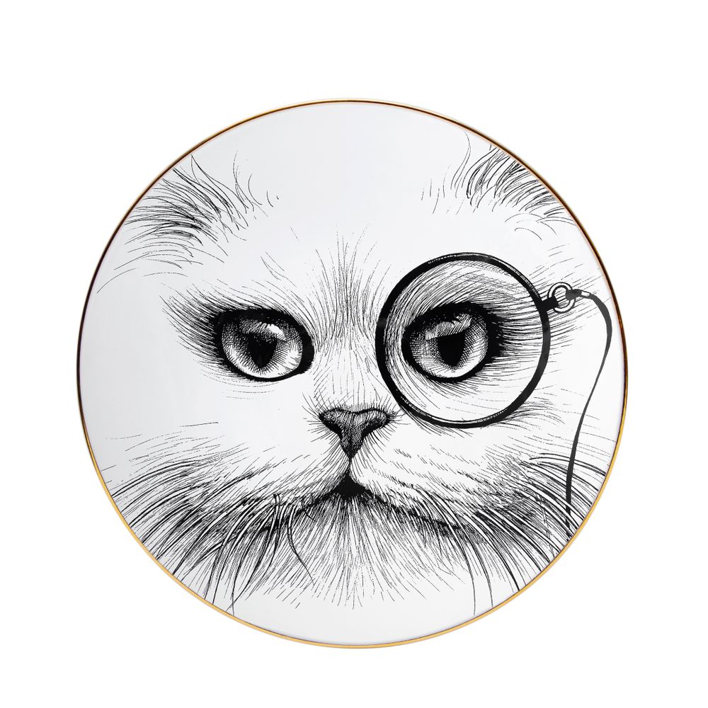 Ceramic - Cat Monocle Plate - RORY DOBNER LTD