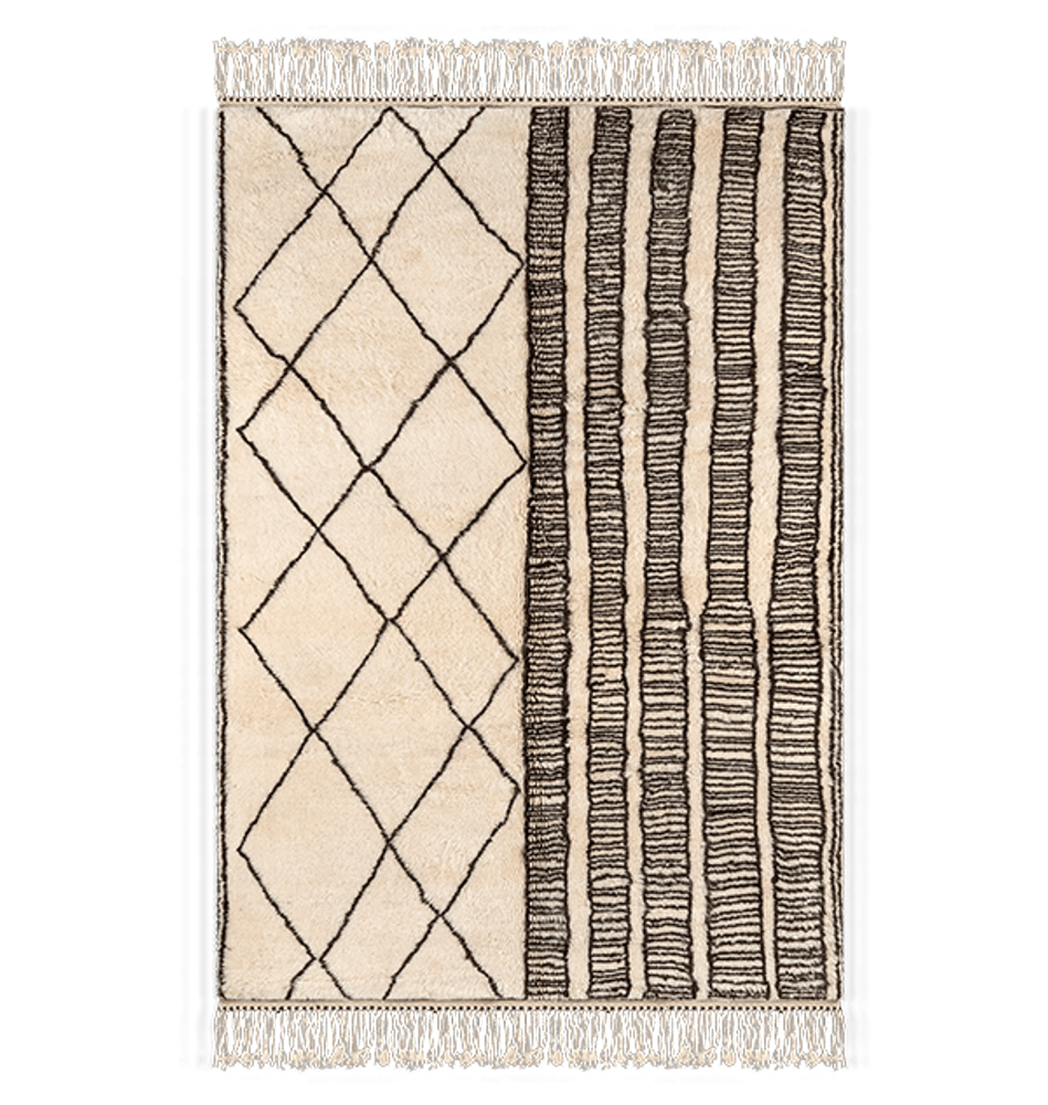 Tapis sur-mesure - TAPIS BERBÈRE BENI OUARAIN NOIR ET BLANC - TRIBALISTE.COM