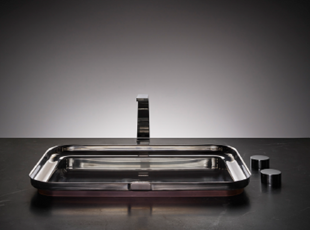 Spas - Vasque NARCIS rectangulaire Inox brillant, clapet inox guilloché - BASSINES