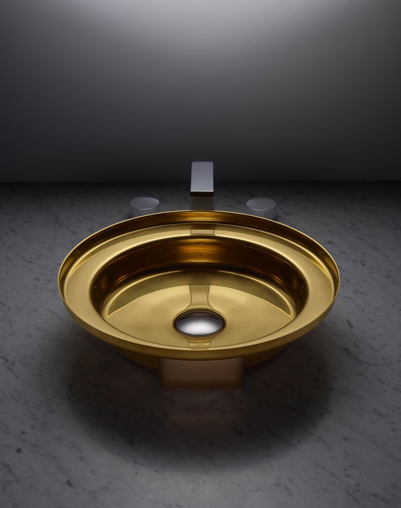 Spas - Vasque NARCIS rond laiton brillant, clapet inox - BASSINES