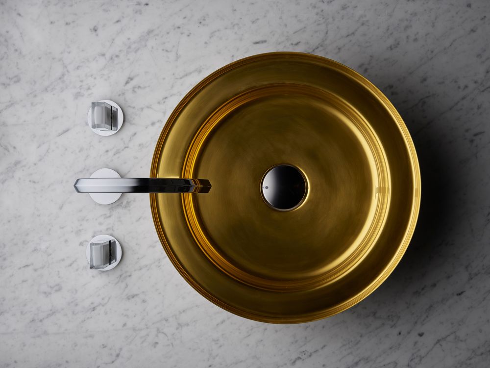 Spas - Vasque NARCIS rond laiton brillant, clapet inox - BASSINES