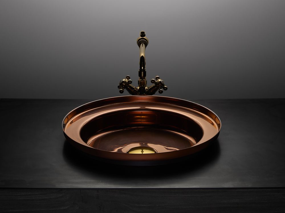 Spas - Vasque NARCIS rond cuivre brillant, clapet laiton - BASSINES