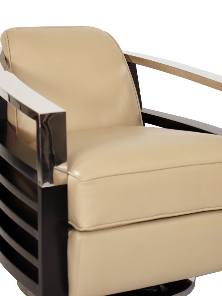 Fauteuils - Fauteuil club pivotant MADISON en cuir - DE BEJARRY INTERNATIONAL