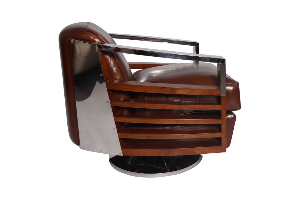 Fauteuils - Fauteuil club pivotant MADISON en cuir - DE BEJARRY INTERNATIONAL