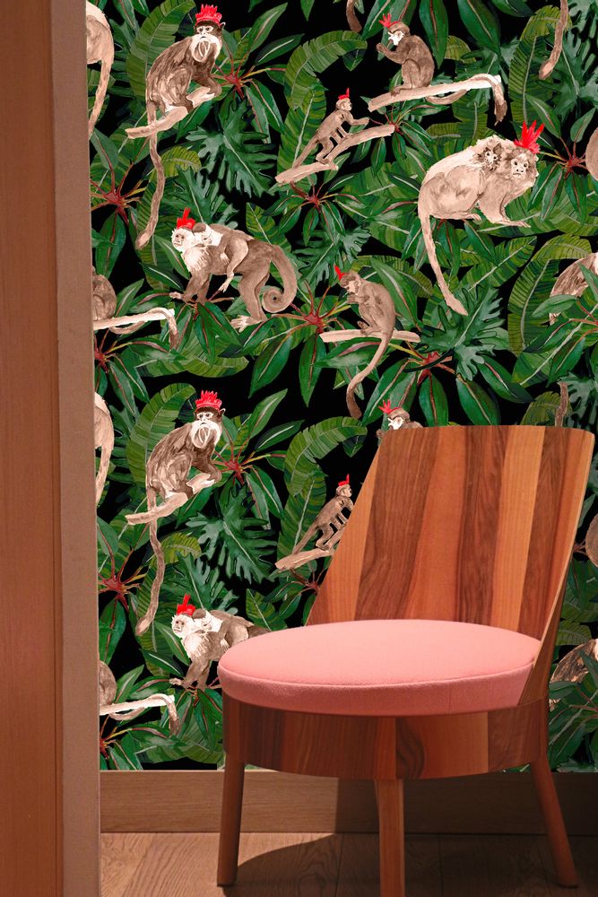 Other wall decoration - Tribu Wallpaper - Brown Monkeys - KARIOKAS