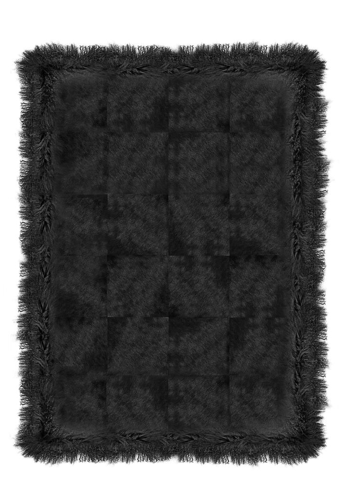 Autres tapis - Cowhide with Mongolian Goat Jet Black - KOKET