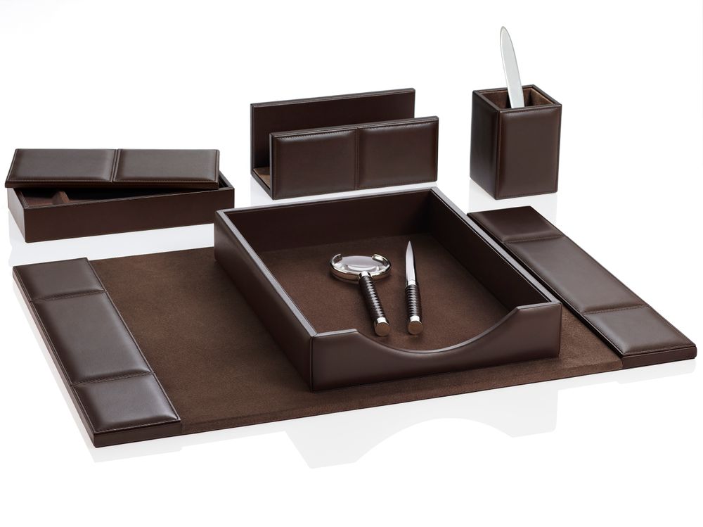 Sets de bureaux  - RIVIERE Accessoires et lampes de bureau en cuir de luxe. - RIVIERE