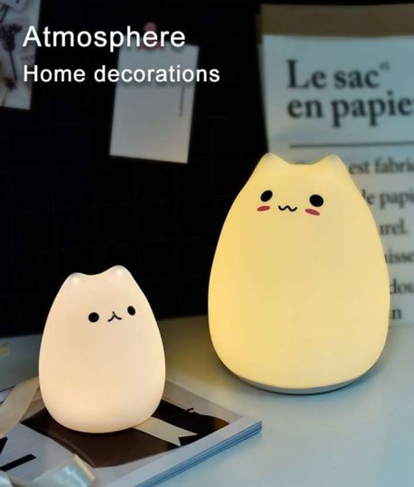 Wireless lamps - Soft Silicone Cat and Bear LED Night Light Lamp - KELYS