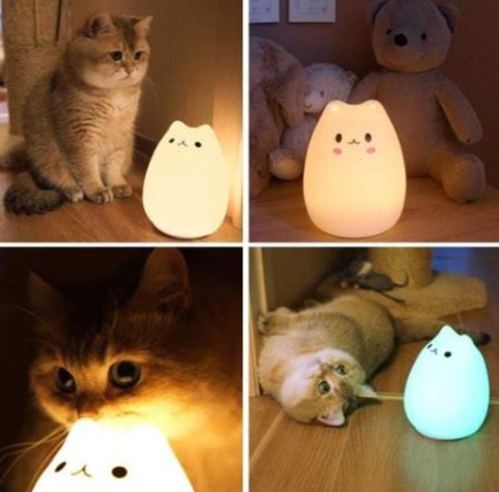 Wireless lamps - Soft Silicone Cat and Bear LED Night Light Lamp - KELYS