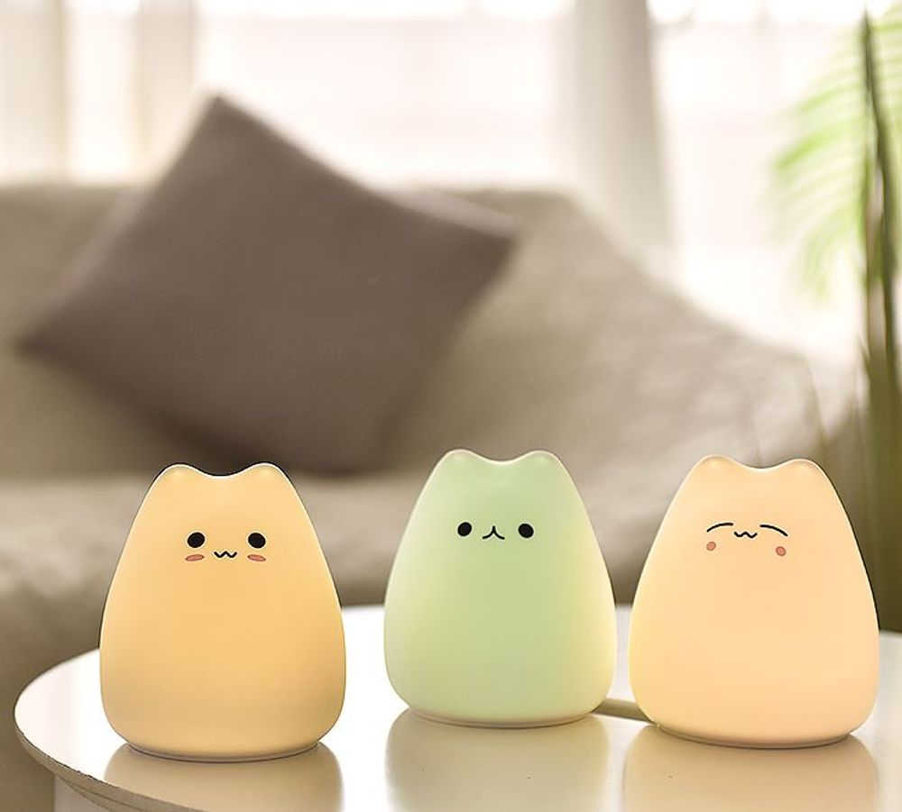 Wireless lamps - Soft Silicone Cat and Bear LED Night Light Lamp - KELYS