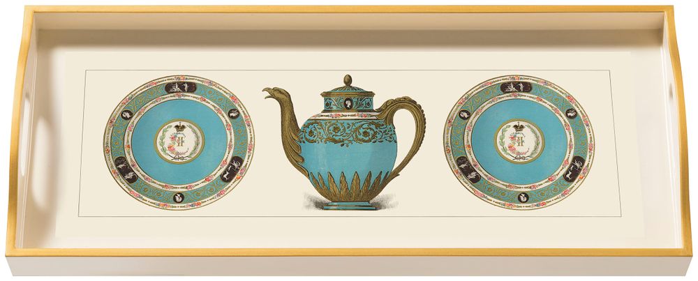 Plateaux - Porcelain, Turquoise, large tray - WHITELAW & NEWTON