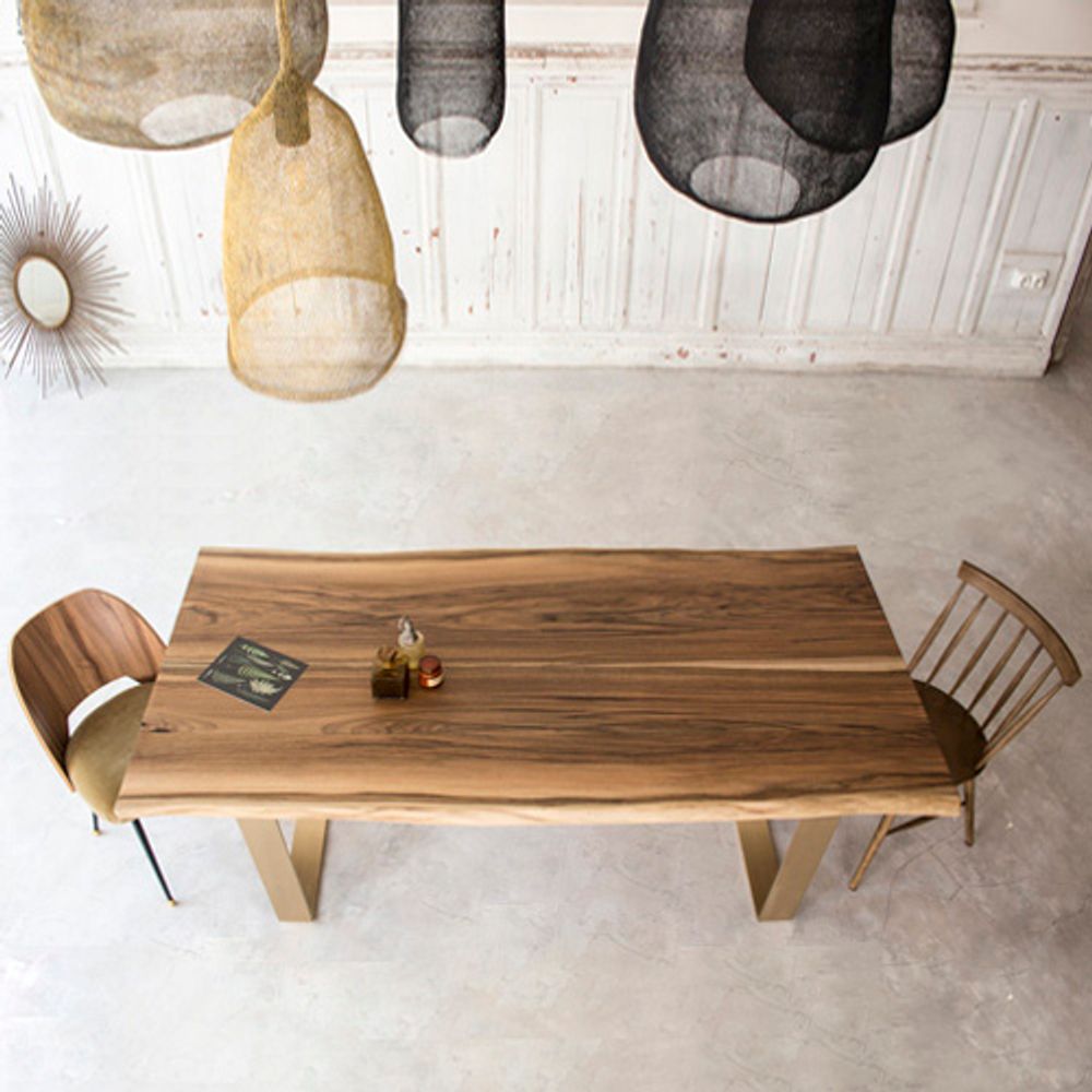 Dining Tables - Milano table in walnut - Brass legs - FOR ME LAB