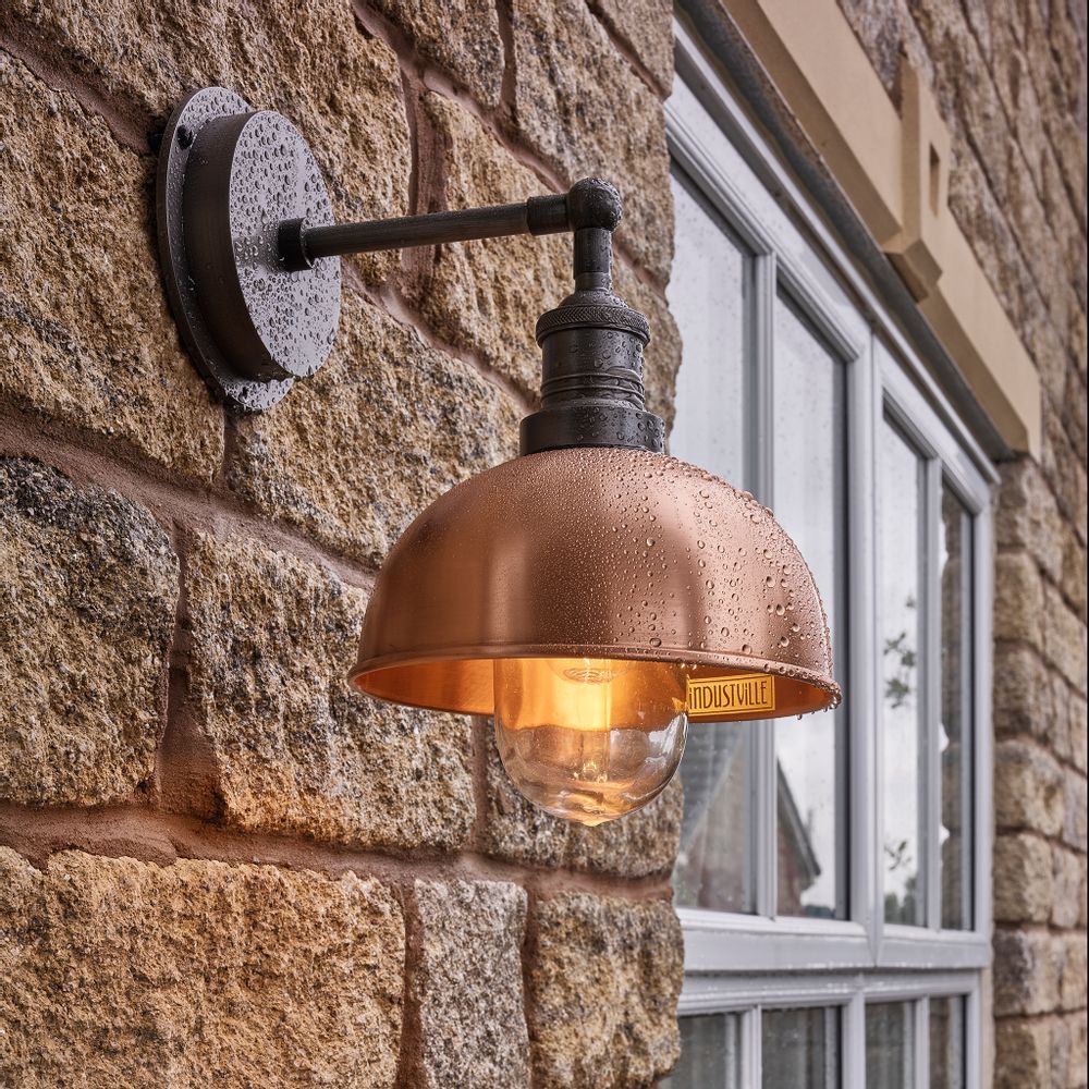 Outdoor wall lamps - Brooklyn Outdoor & Bathroom Dome Wall Light - 8 Inch - INDUSTVILLE