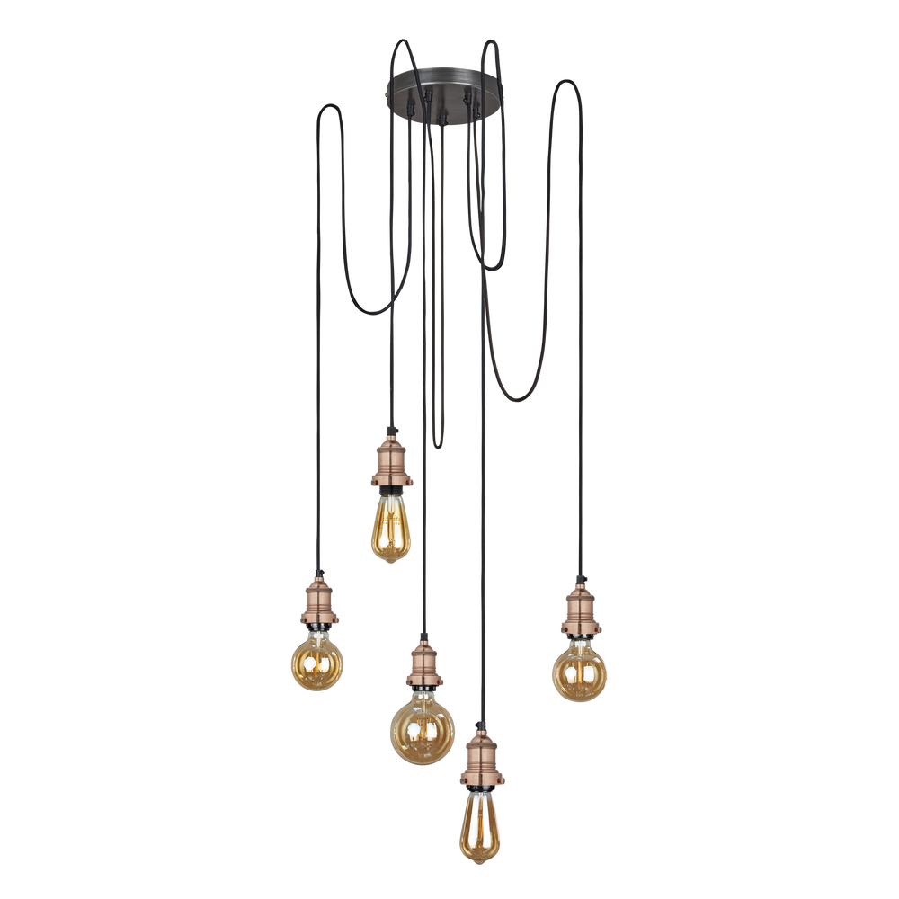 Hanging lights - Brooklyn 5 Wire Pendant - Brass - INDUSTVILLE