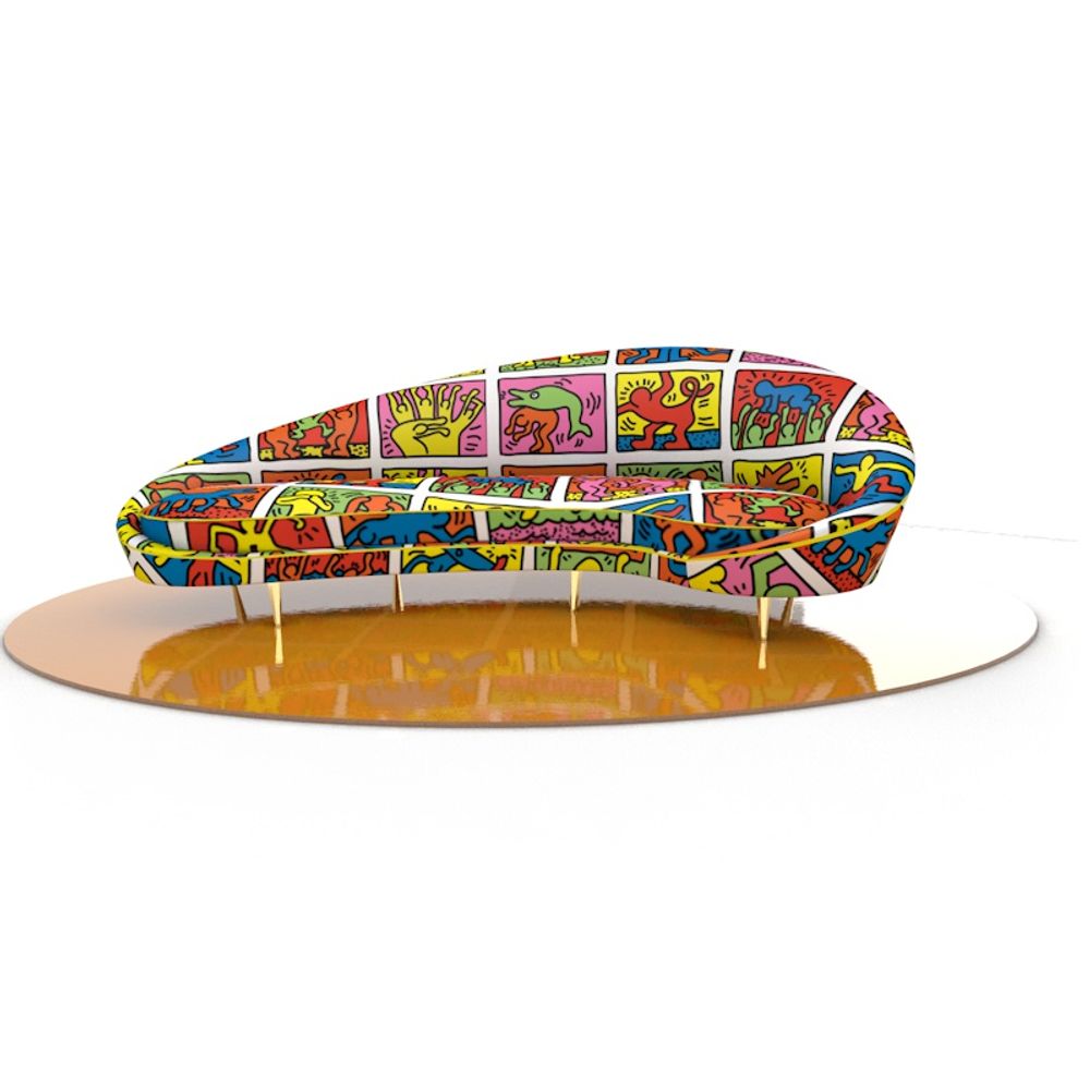 Settees - Sofa Virgule Keith Haring - FAUTEUIL-DESIGNER