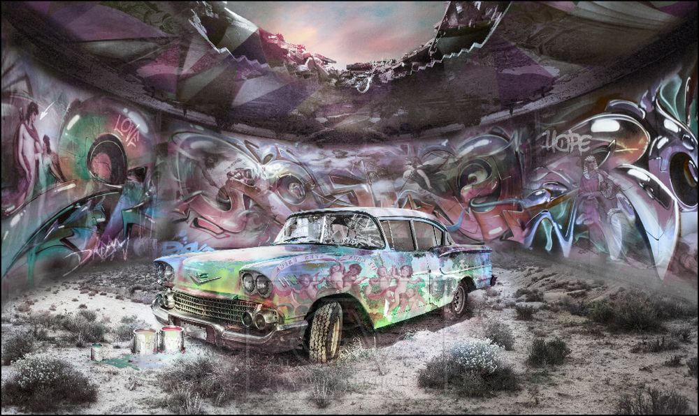 Autres décorations murales - COLORS - Lost Cars Lions - GALLERY VERTICAL