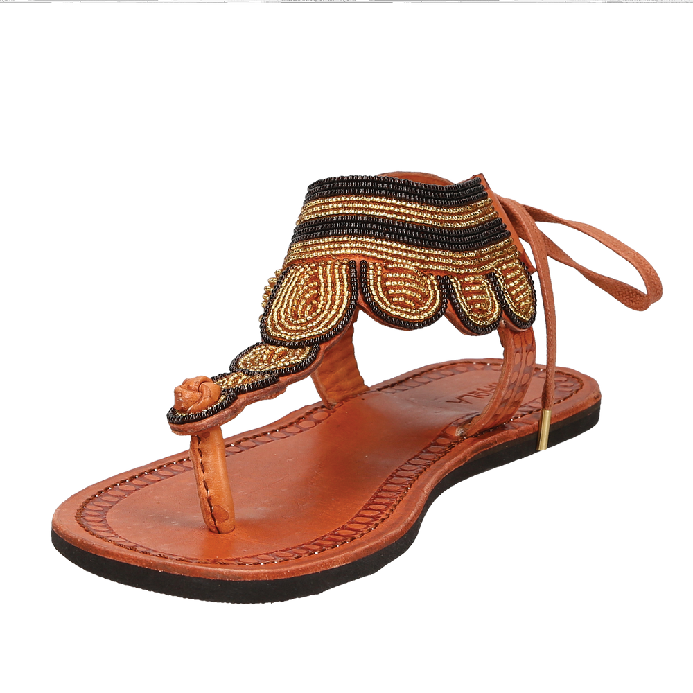 Shoes - LĀ gold and brown chocolate - ISHOLA