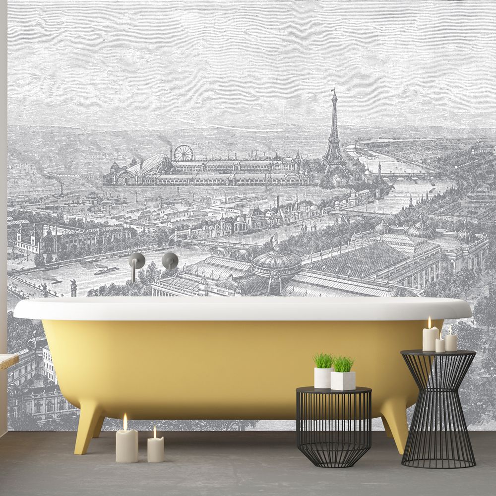 Papiers peints - Papier Peint Panoramique Gravure - Paris 1900 - CIMENT FACTORY
