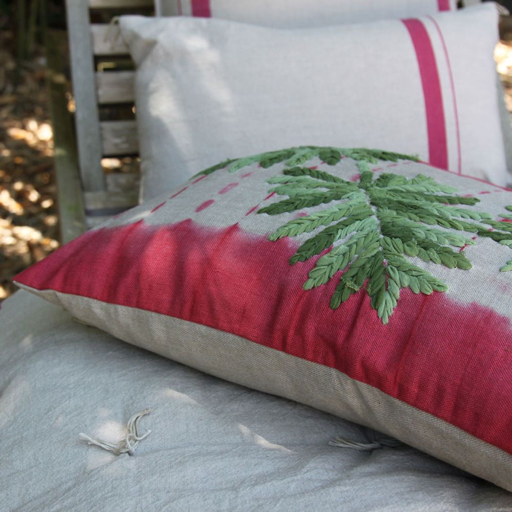 Fabric cushions - Embroidered linen cushion Tie & Dye Tropical - EN FIL D'INDIENNE...