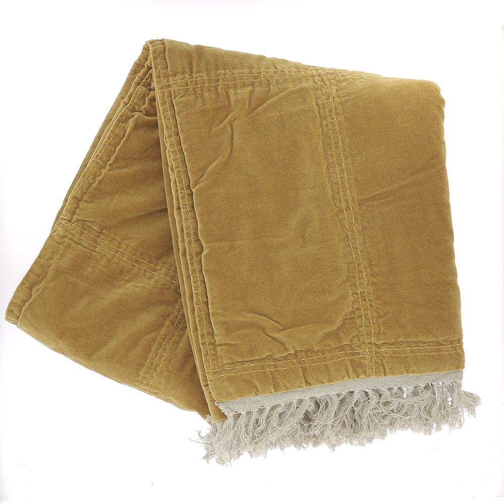 Decorative objects - Boho blanket in cotton velvet and large linen 130x250 cm - EN FIL D'INDIENNE...