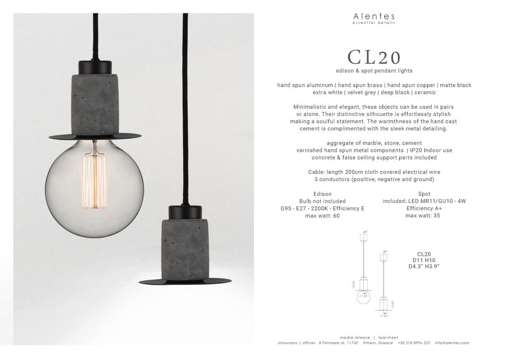 Objets design - CL20 suspension - Edison & Spot - ALENTES