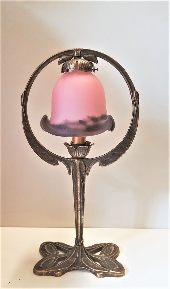 Lampes de table - Lampe en pâte de verre, verre gravé, style Art Nouveau - TIEF