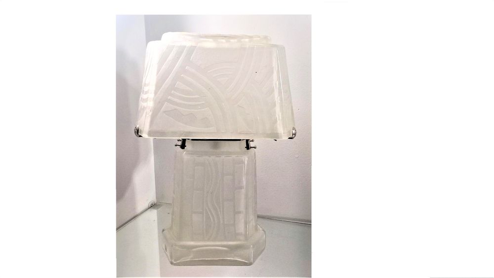 Lampes de table - Lampe en pâte de verre, verre gravé, style Art Nouveau - TIEF