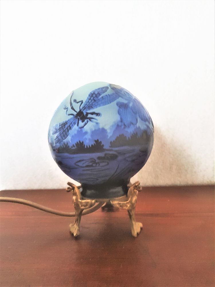 Lampes de table - Lampe en pâte de verre, verre gravé, style Art Nouveau - TIEF