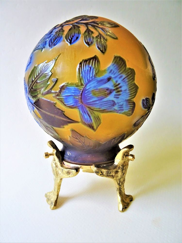 Lampes de table - Lampes en verre gravé, style Gallé, Art Nouveau, verre gravé multicouches - TIEF
