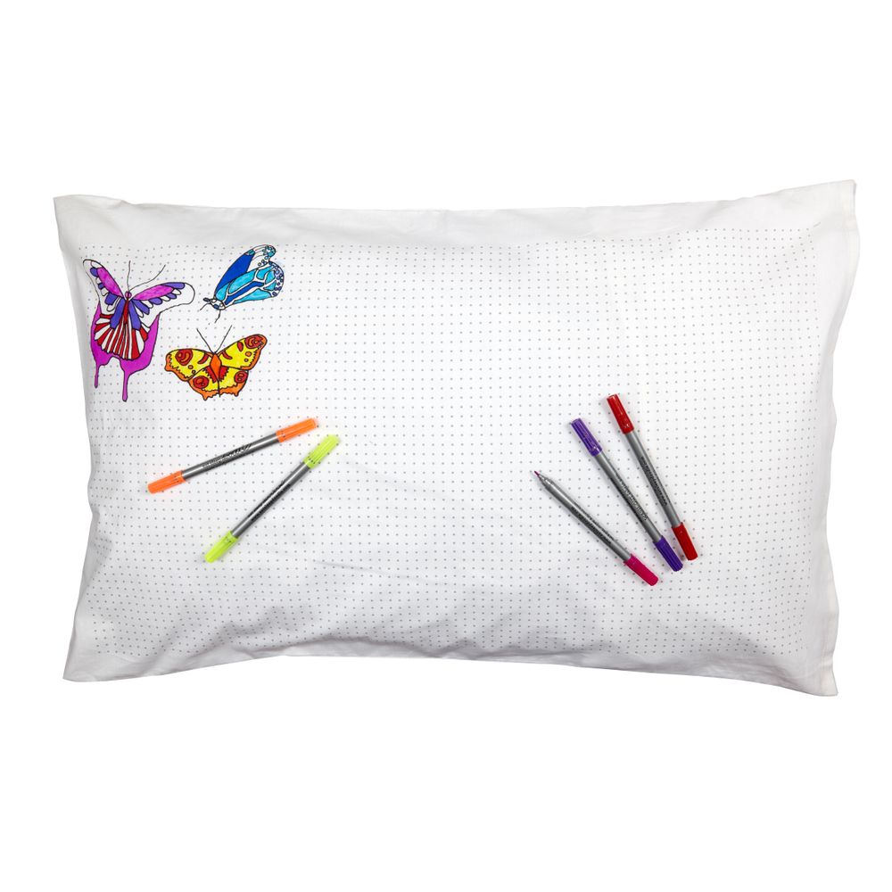 Children's arts and crafts - colour-in butterfly pillowcase - EATSLEEPDOODLE