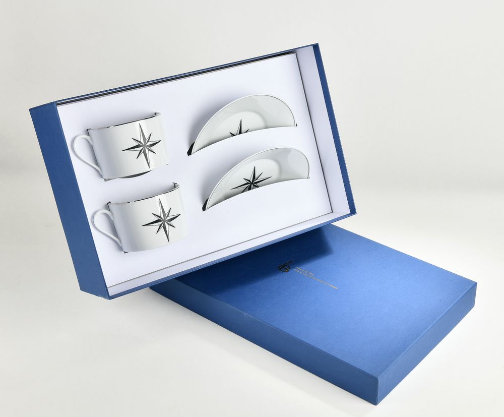 Tasses et mugs - Le déjeuner ELEGANCE Rose des Vents platine brillant - ALAIN BABULE