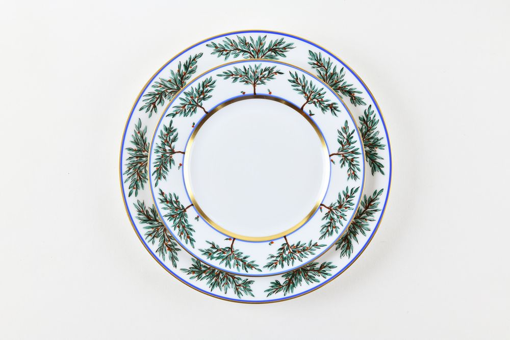 Everyday plates - The matt gold LES ARBRES dinner and dessert plates - ALAIN BABULE