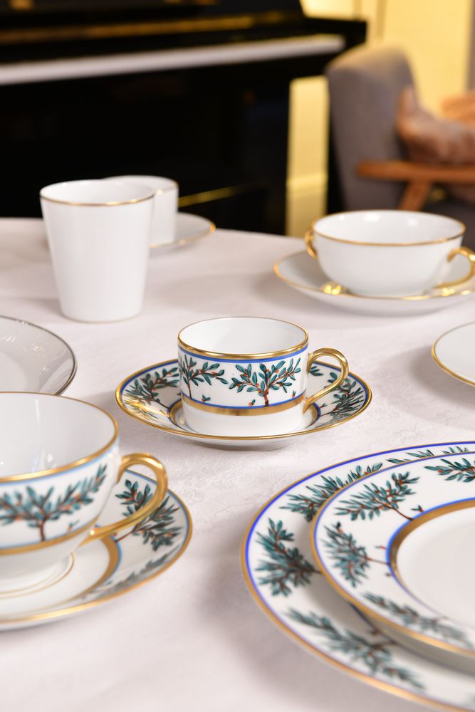 Everyday plates - The matt gold LES ARBRES dinner and dessert plates - ALAIN BABULE