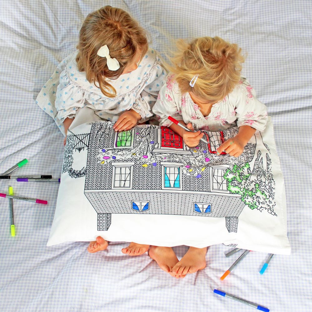 Linge de lit enfant - taie d'oreiller jeune décorateur - EATSLEEPDOODLE