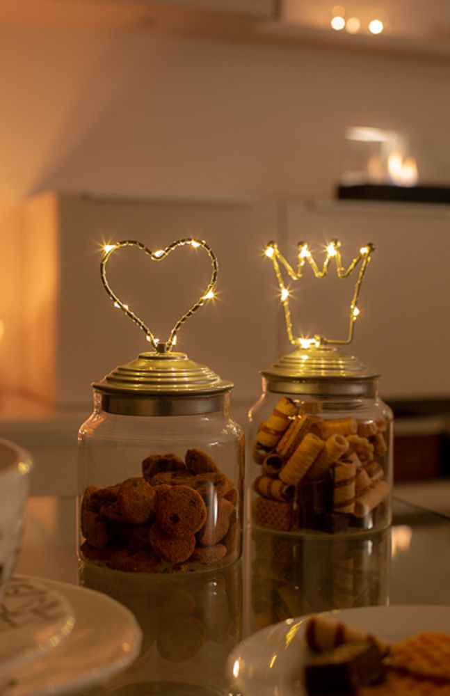 Decorative objects - Glass with metal cover, LED with star, heart, tree or crown - BADEN
