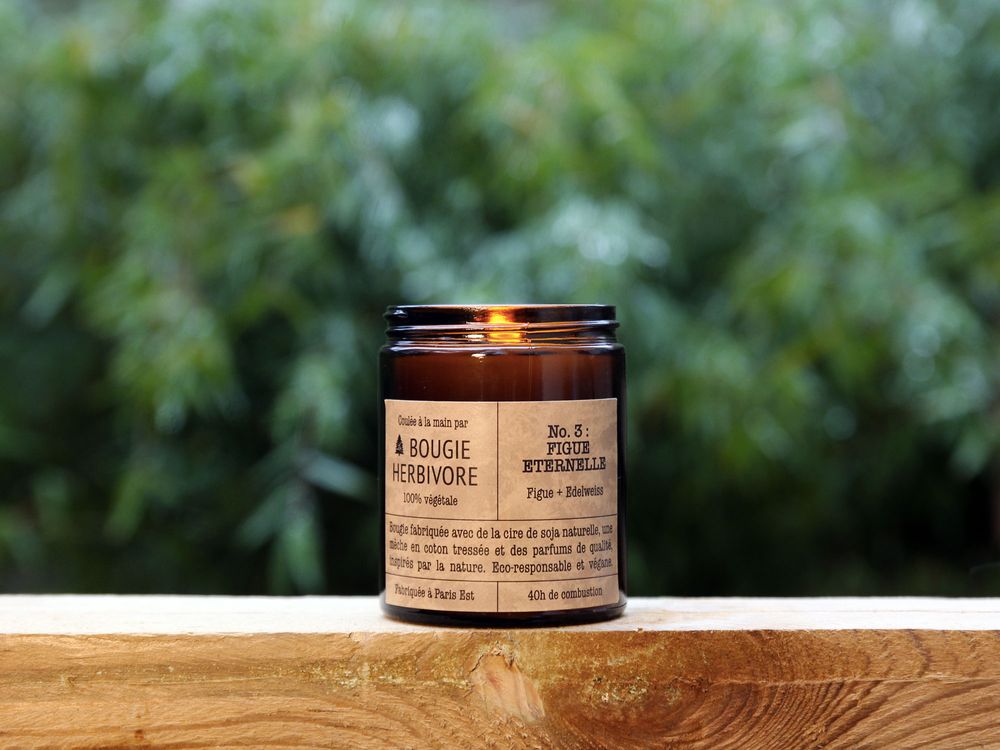 Bougies - Bougie No. 3 : 140g - FIGUE ETERNELLE - Figue + Edelweiss - LA BOUGIE HERBIVORE