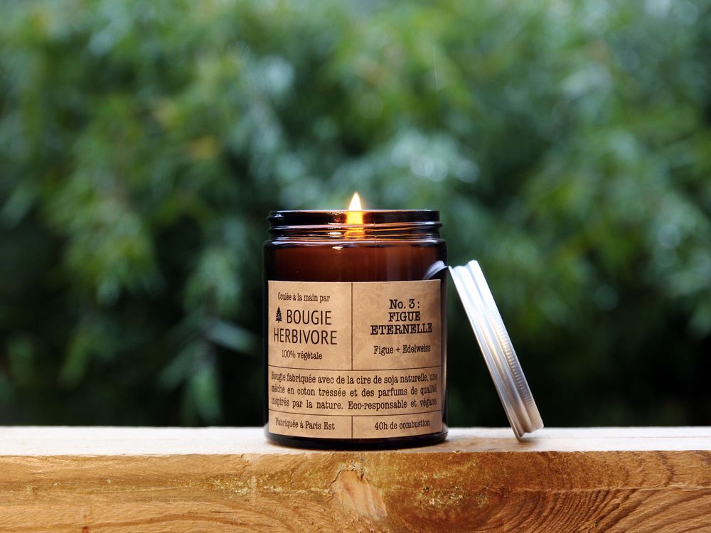 Bougies - Bougie No. 3 : 140g - FIGUE ETERNELLE - Figue + Edelweiss - LA BOUGIE HERBIVORE