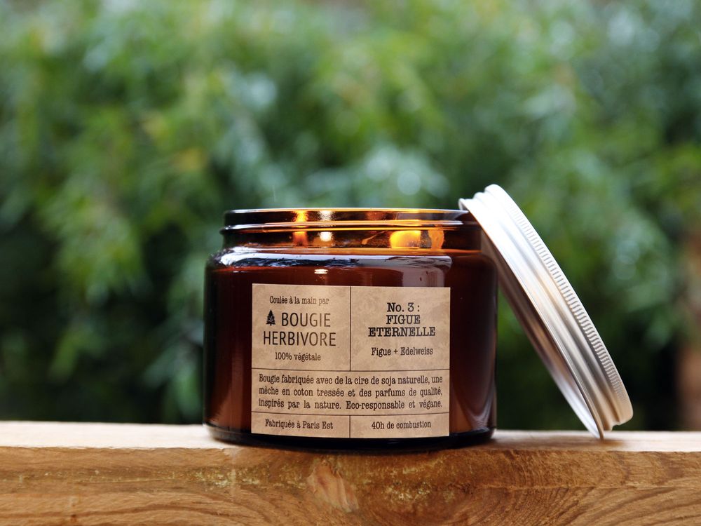 Objets de décoration - Bougie No. 3 : 400g - FIGUE ETERNELLE - Figue + Edelweiss - LA BOUGIE HERBIVORE