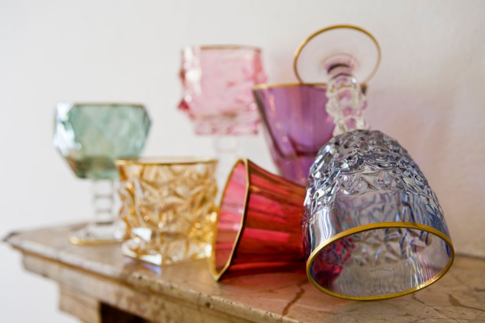 Crystal ware - SIX glasses for water, wine, juice - GRIFFE MONTENAPOLEONE MILANO