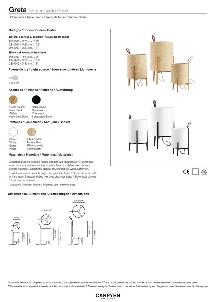 Hotel bedrooms - GRETA - Table lamp - CARPYEN