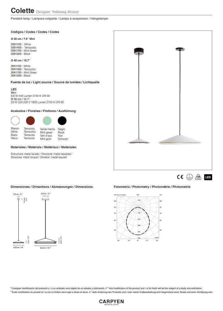 Objets design - Lampe à suspension COLETTE - CARPYEN