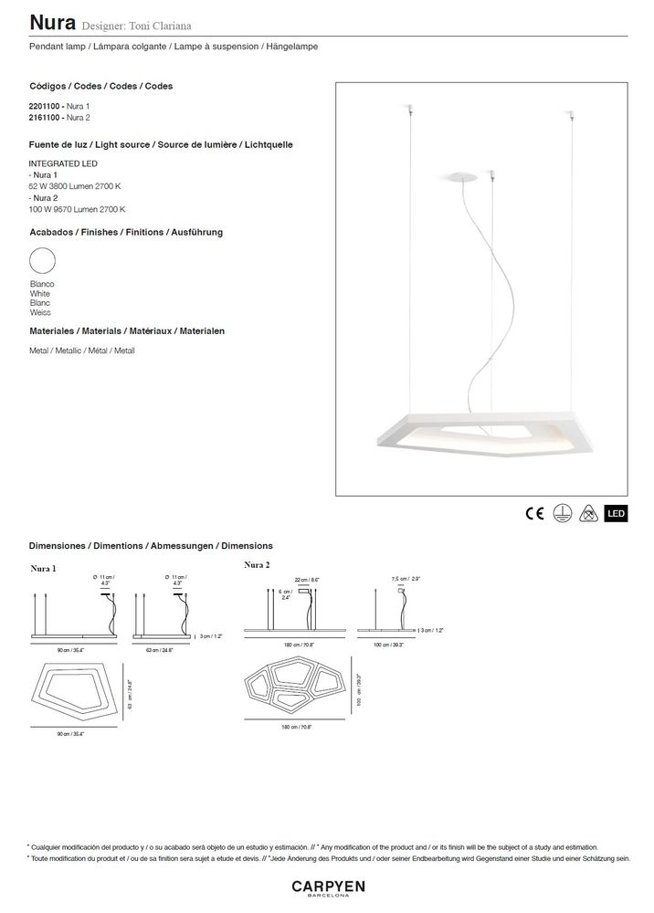 Hotel bedrooms - Composable lamp pendant NURA - CARPYEN
